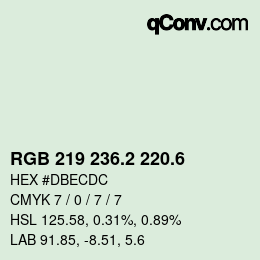 カラーコード: RGB 219 236.2 220.6 | qconv.com