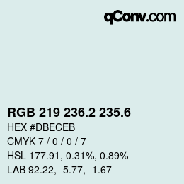 カラーコード: RGB 219 236.2 235.6 | qconv.com