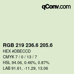 カラーコード: RGB 219 236.6 205.6 | qconv.com