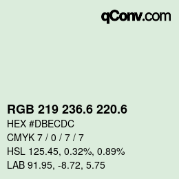 カラーコード: RGB 219 236.6 220.6 | qconv.com