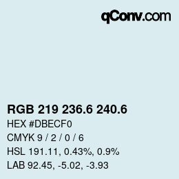 カラーコード: RGB 219 236.6 240.6 | qconv.com