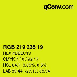 颜色代码: RGB 219 236 19 | qconv.com