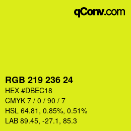 カラーコード: RGB 219 236 24 | qconv.com