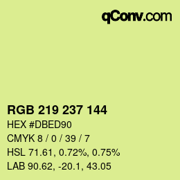 カラーコード: RGB 219 237 144 | qconv.com