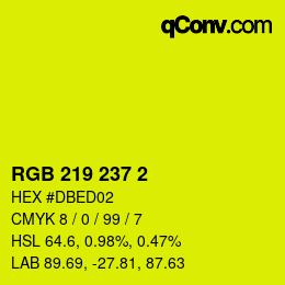 Color code: RGB 219 237 2 | qconv.com