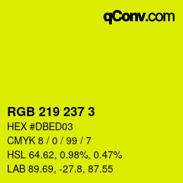 カラーコード: RGB 219 237 3 | qconv.com