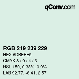 Code couleur: RGB 219 239 229 | qconv.com