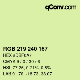 カラーコード: RGB 219 240 167 | qconv.com