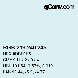 颜色代码: RGB 219 240 245 | qconv.com