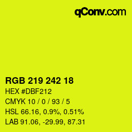 Color code: RGB 219 242 18 | qconv.com