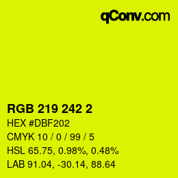 カラーコード: RGB 219 242 2 | qconv.com