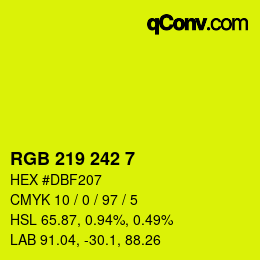 カラーコード: RGB 219 242 7 | qconv.com