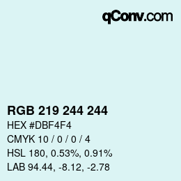 Color code: RGB 219 244 244 | qconv.com