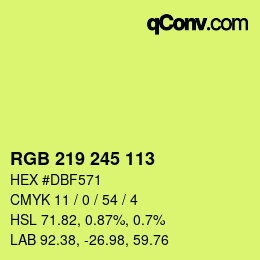 Color code: RGB 219 245 113 | qconv.com