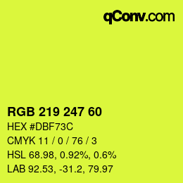 カラーコード: RGB 219 247 60 | qconv.com