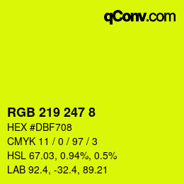 颜色代码: RGB 219 247 8 | qconv.com