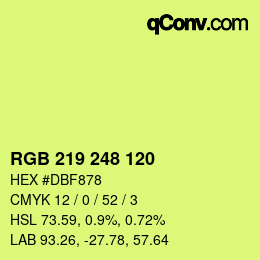 颜色代码: RGB 219 248 120 | qconv.com