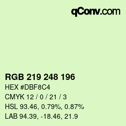 Código de color: RGB 219 248 196 | qconv.com