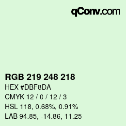 Farbcode: RGB 219 248 218 | qconv.com