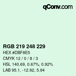 Color code: RGB 219 248 229 | qconv.com