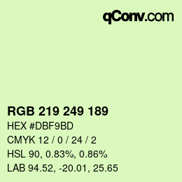 カラーコード: RGB 219 249 189 | qconv.com