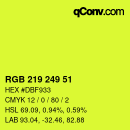 カラーコード: RGB 219 249 51 | qconv.com