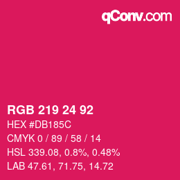 カラーコード: RGB 219 24 92 | qconv.com