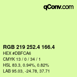 カラーコード: RGB 219 252.4 166.4 | qconv.com