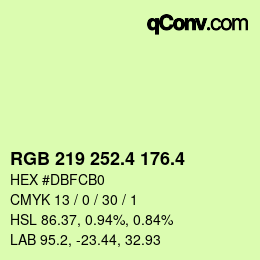 カラーコード: RGB 219 252.4 176.4 | qconv.com