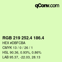 カラーコード: RGB 219 252.4 186.4 | qconv.com