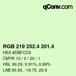 カラーコード: RGB 219 252.4 201.4 | qconv.com
