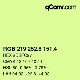 カラーコード: RGB 219 252.8 151.4 | qconv.com