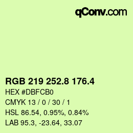 カラーコード: RGB 219 252.8 176.4 | qconv.com
