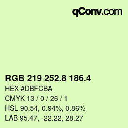 カラーコード: RGB 219 252.8 186.4 | qconv.com