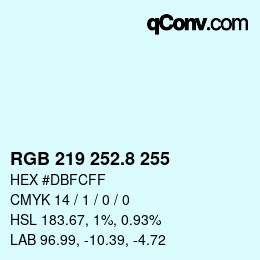 Color code: RGB 219 252.8 255 | qconv.com