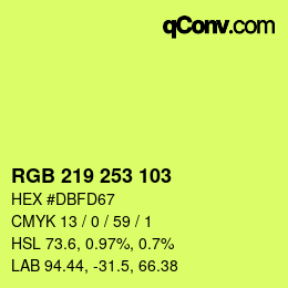 Color code: RGB 219 253 103 | qconv.com