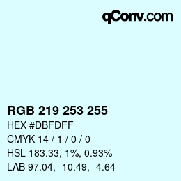 カラーコード: RGB 219 253 255 | qconv.com