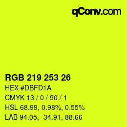 カラーコード: RGB 219 253 26 | qconv.com