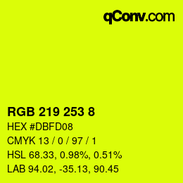 颜色代码: RGB 219 253 8 | qconv.com