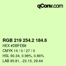 カラーコード: RGB 219 254.2 184.6 | qconv.com