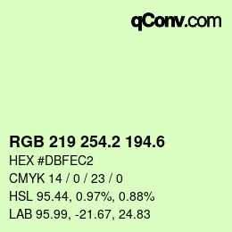 カラーコード: RGB 219 254.2 194.6 | qconv.com