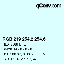 カラーコード: RGB 219 254.2 254.6 | qconv.com