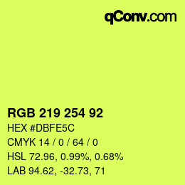 カラーコード: RGB 219 254 92 | qconv.com