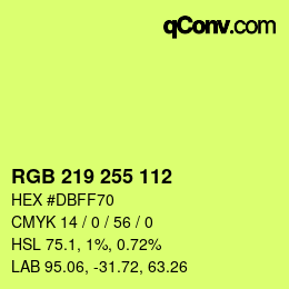 カラーコード: RGB 219 255 112 | qconv.com