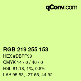 Código de color: RGB 219 255 153 | qconv.com