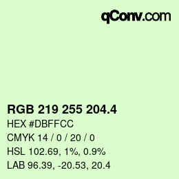 カラーコード: RGB 219 255 204.4 | qconv.com