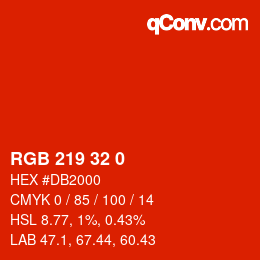 Color code: RGB 219 32 0 | qconv.com