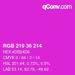 颜色代码: RGB 219 36 214 | qconv.com