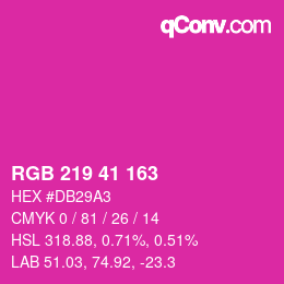 Color code: RGB 219 41 163 | qconv.com