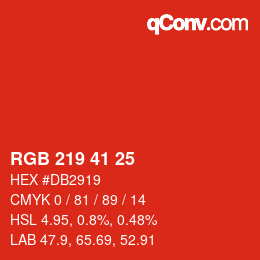 Farbcode: RGB 219 41 25 | qconv.com